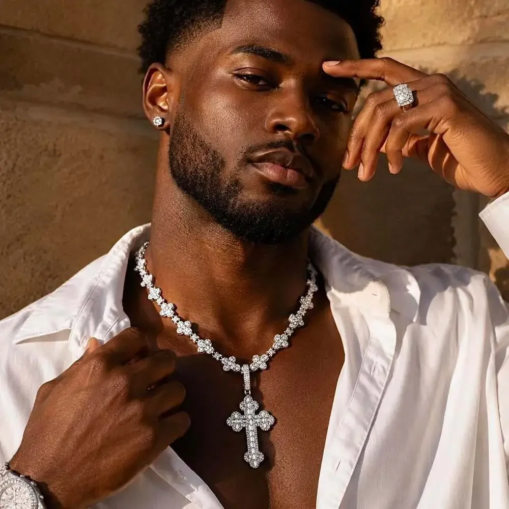 Iced Cross Tennis Necklace And D 94 A
